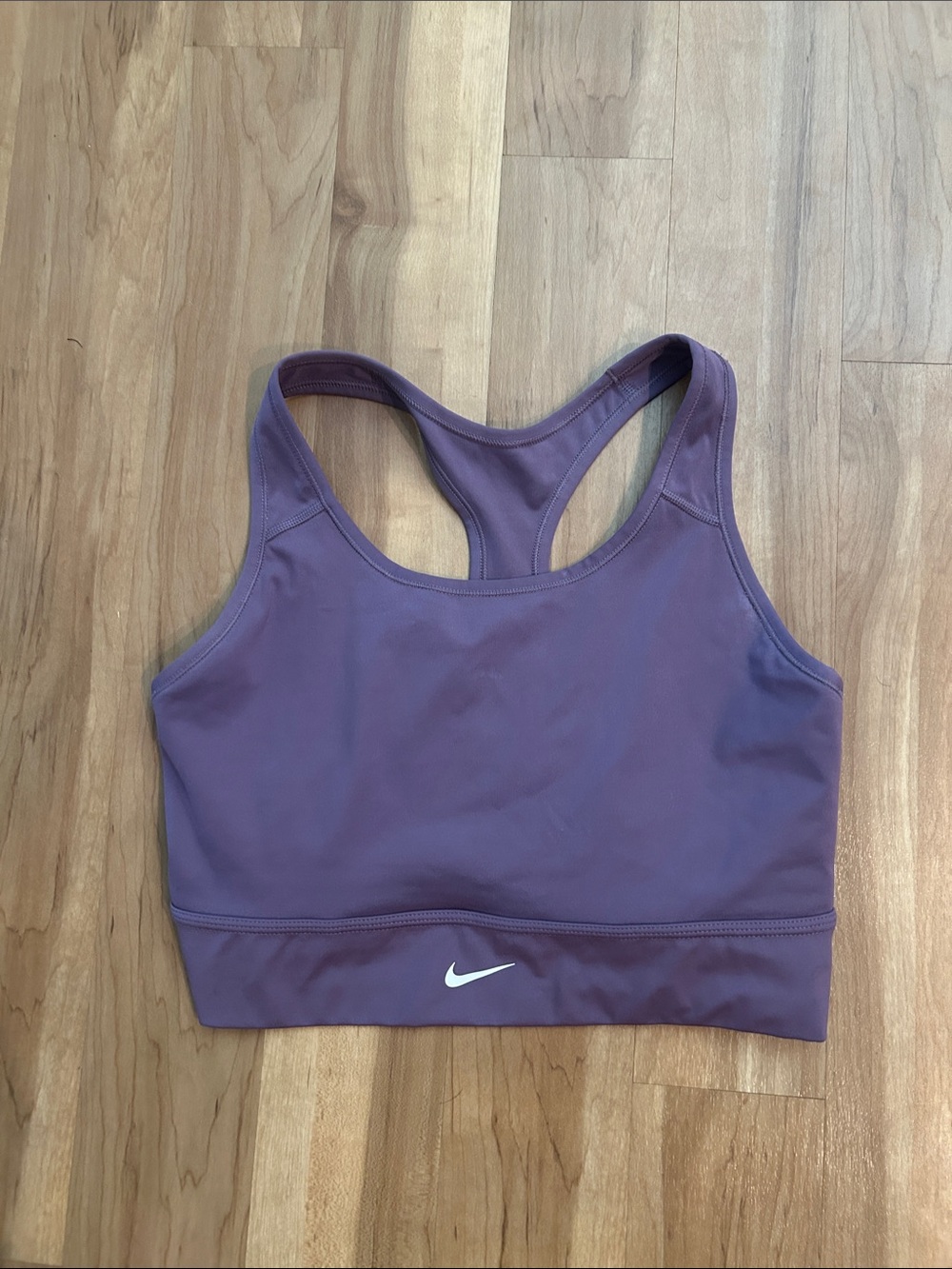 Nike Plum Racerback Sports Bra with White Swoosh